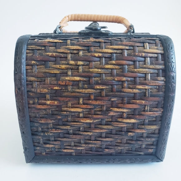Vintage Asian Woven Vicker Trinket Box# - Picture 3 of 10